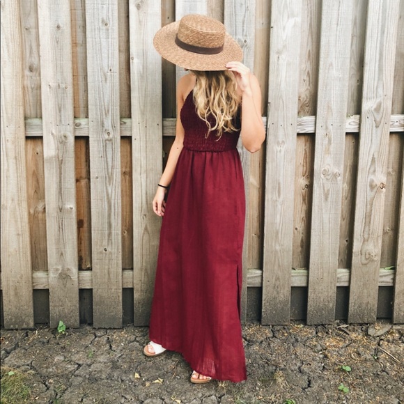 Universal Thread Dresses & Skirts - Universal Thread Smocked Burgundy Maxi Dre…
